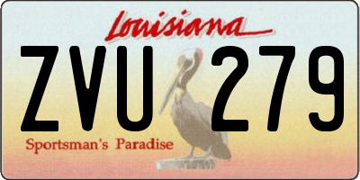 LA license plate ZVU279