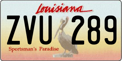 LA license plate ZVU289