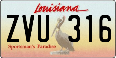 LA license plate ZVU316