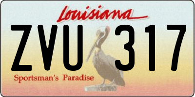 LA license plate ZVU317