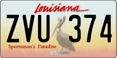 LA license plate ZVU374