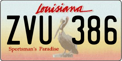 LA license plate ZVU386