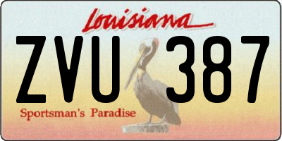 LA license plate ZVU387