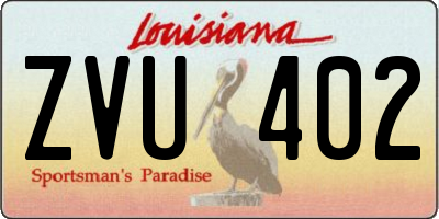 LA license plate ZVU402