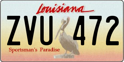 LA license plate ZVU472