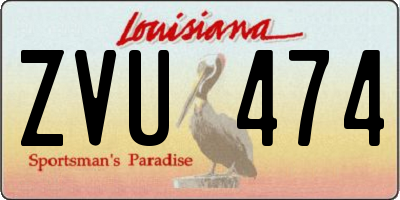 LA license plate ZVU474