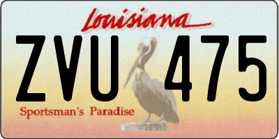 LA license plate ZVU475