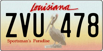 LA license plate ZVU478