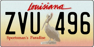 LA license plate ZVU496