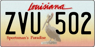 LA license plate ZVU502