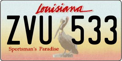 LA license plate ZVU533