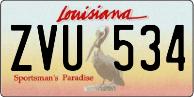 LA license plate ZVU534
