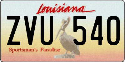 LA license plate ZVU540