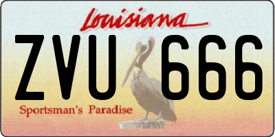 LA license plate ZVU666