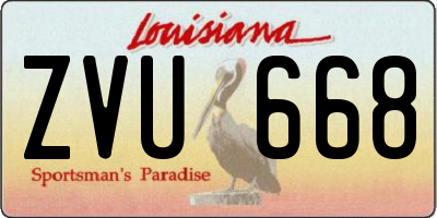 LA license plate ZVU668
