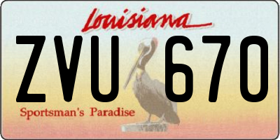 LA license plate ZVU670