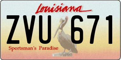 LA license plate ZVU671