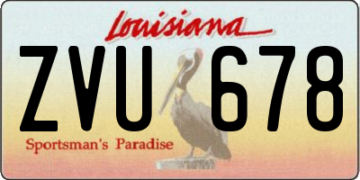 LA license plate ZVU678