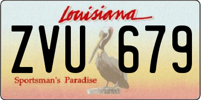 LA license plate ZVU679