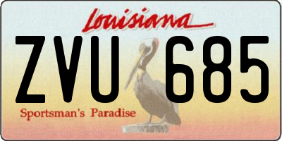 LA license plate ZVU685