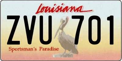 LA license plate ZVU701