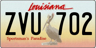 LA license plate ZVU702