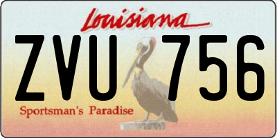 LA license plate ZVU756