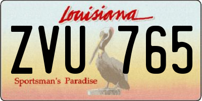 LA license plate ZVU765