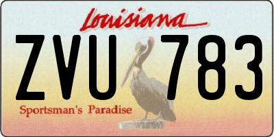 LA license plate ZVU783