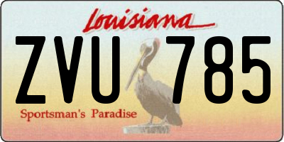LA license plate ZVU785