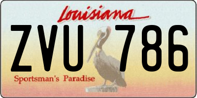 LA license plate ZVU786