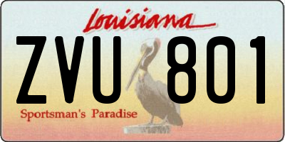 LA license plate ZVU801