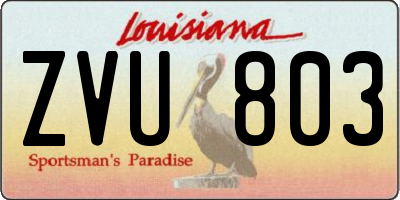 LA license plate ZVU803