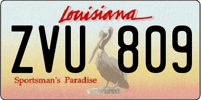 LA license plate ZVU809