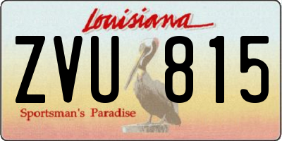 LA license plate ZVU815