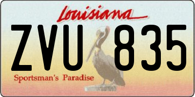 LA license plate ZVU835