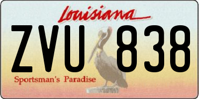 LA license plate ZVU838