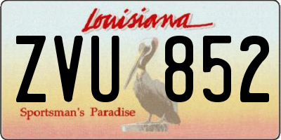 LA license plate ZVU852