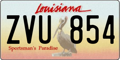 LA license plate ZVU854