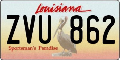 LA license plate ZVU862