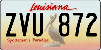 LA license plate ZVU872