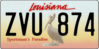 LA license plate ZVU874