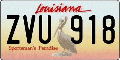 LA license plate ZVU918