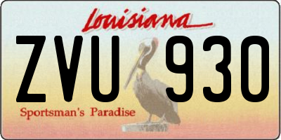 LA license plate ZVU930