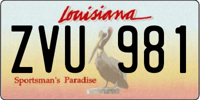 LA license plate ZVU981