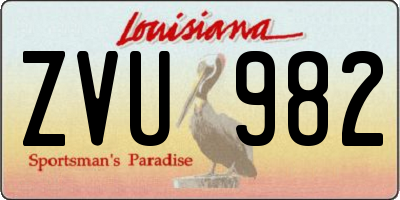 LA license plate ZVU982