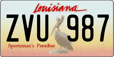 LA license plate ZVU987