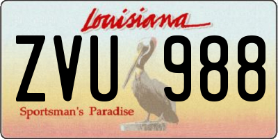 LA license plate ZVU988