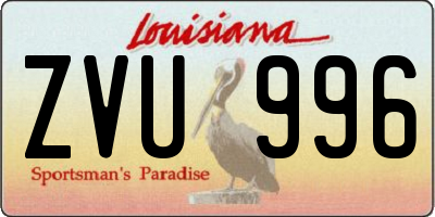 LA license plate ZVU996