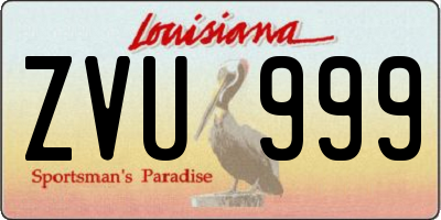 LA license plate ZVU999